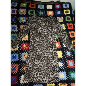Kay Unger Mesh Animal Print Rusched Bodycon Dress 3/4 Sleeve Cheetah Zebra 16W